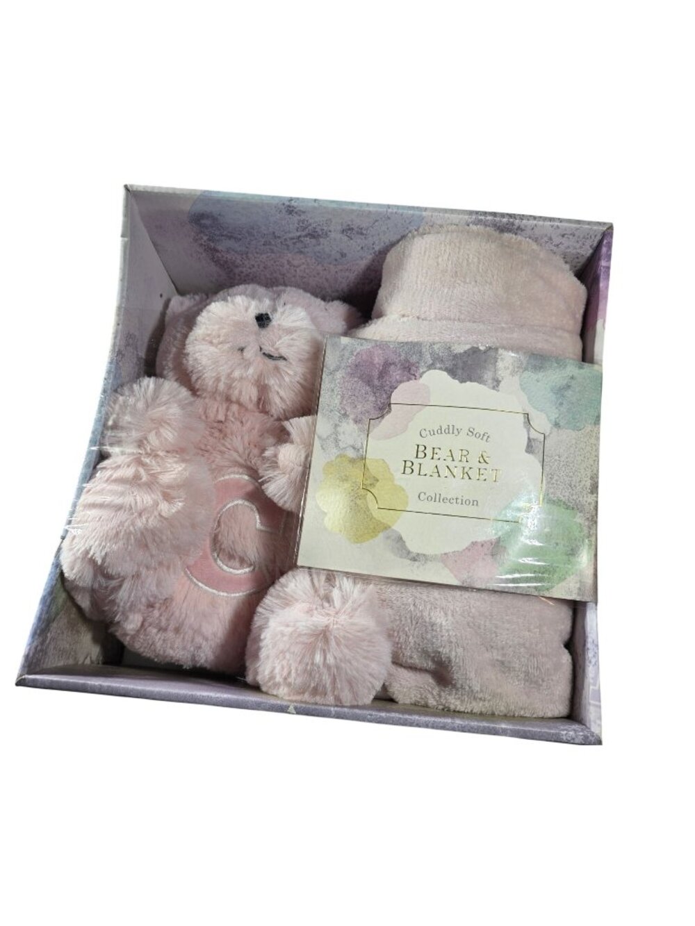 Cuddly Soft Bear & Blanket Collection Gift Set Pink Plush & Throw